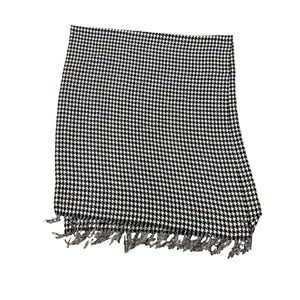 Vintage Royal Rossi 100% Mongolian Cashmere Scarf Houndstooth Black White 68"